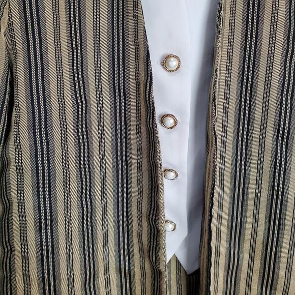 Dress Savvy Vintage Blazer Womens Size 12 Tan Striped 90s Preppy Mod Glam Rock - Picture 3 of 11